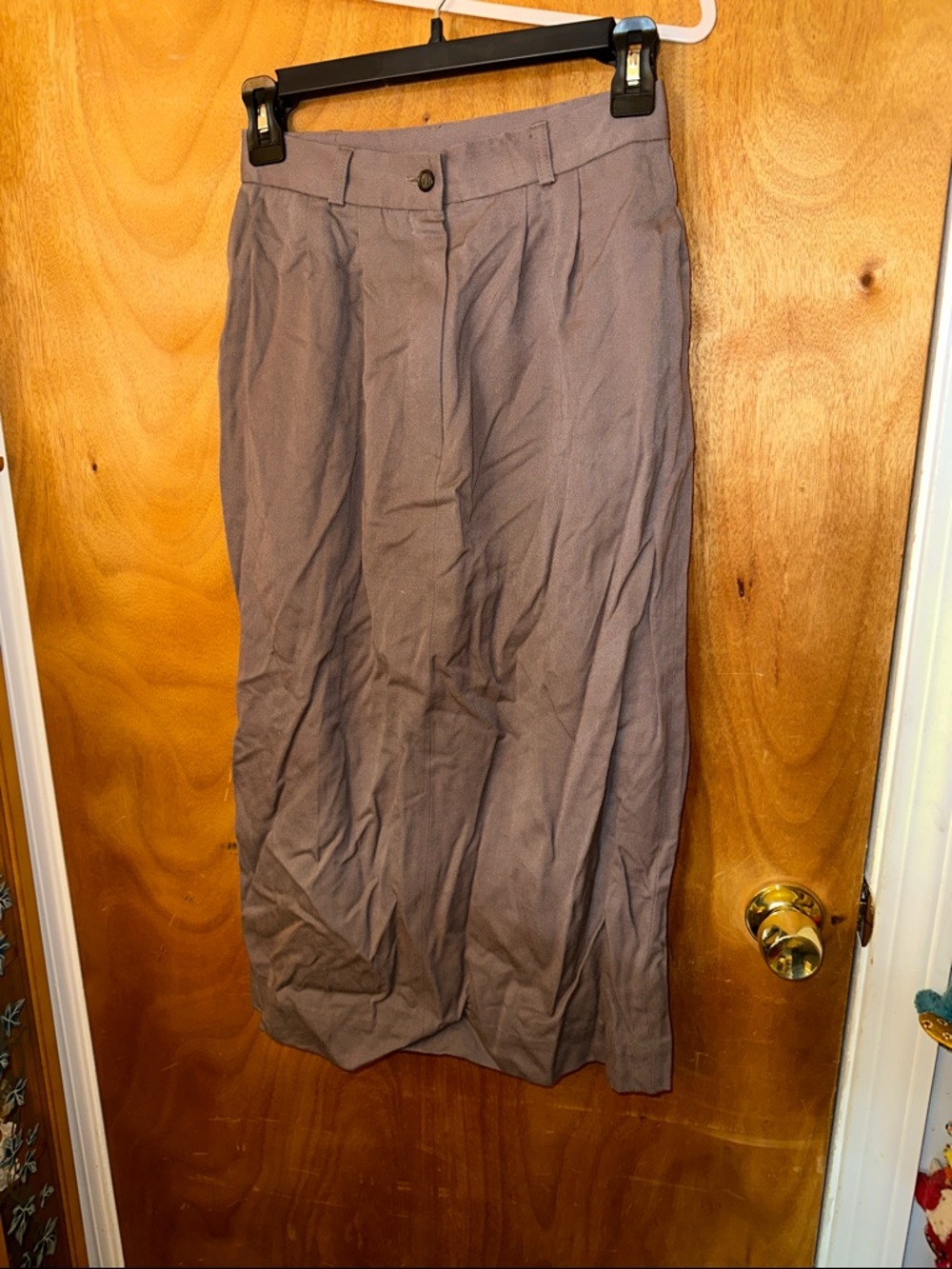 Midi Skirt in Taupe Gray - Women's Tailored A-Line 100% wool